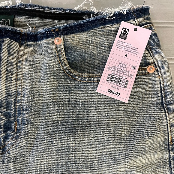 Wild Fable Frayed Denim Maxi Jean Skirt Womens 4 Blue Front Slit Casual NWT - Picture 4 of 10